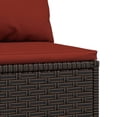 thumbnail image 3 of vidaXL Garden Middle Sofa with Cushions Brown Poly Rattan, 3 of 4