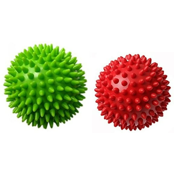 Therapist's Choice Hard and Soft Spiky Massage Ball, Green/Red, 2 Pack