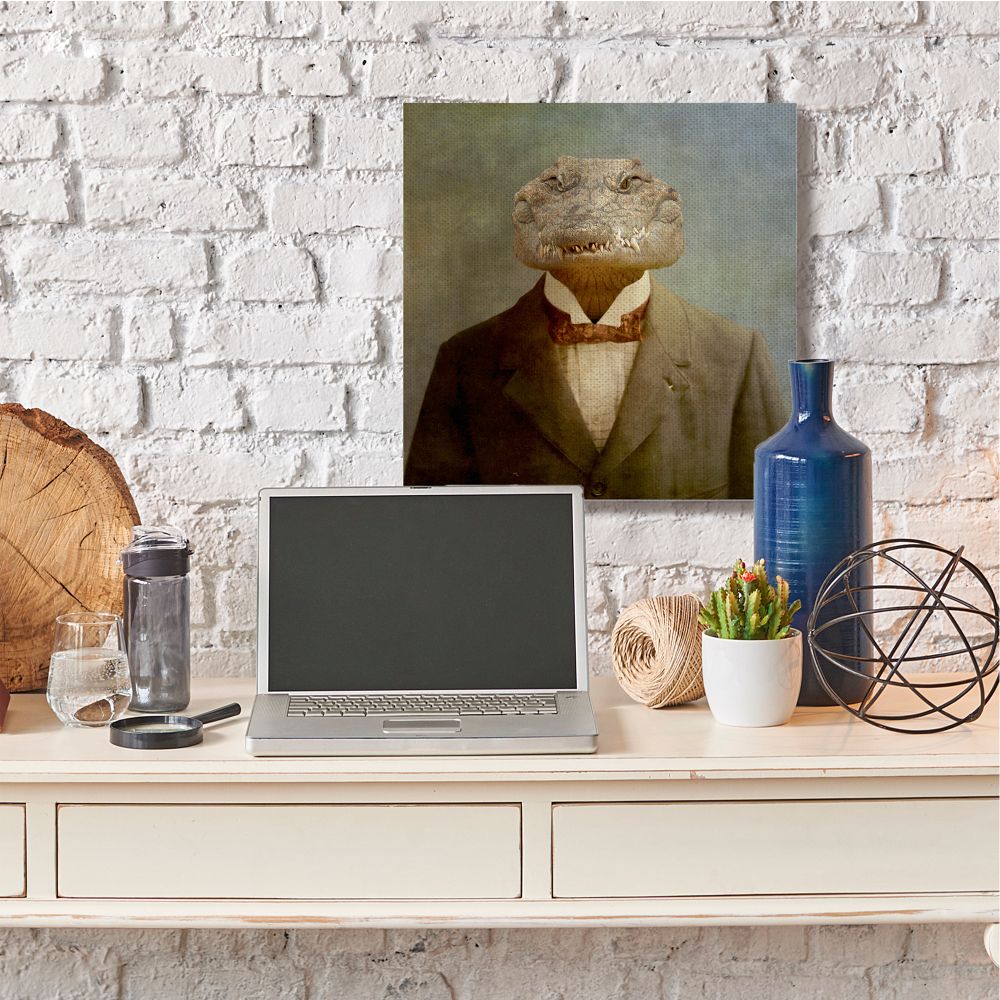Stupell Industries Alligator in Business Suit Men's Fashion Reptile Designed by Martine Roch