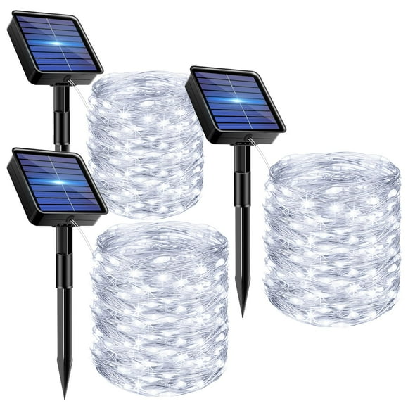 Guirnalda de luces solares Bitjam, 15 m, 150 LED, impermeables, color blanco frío