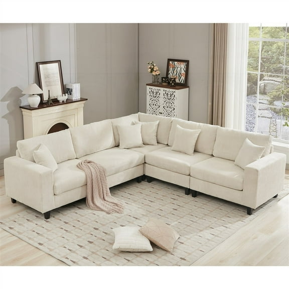 Exceptional Durability & Soft Corduroy Sofa - 5 Seat, 108.5*34*35.25''