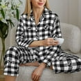 thumbnail image 6 of Fotbe Black Tartan Plaid Pattern Long Sleeve Pajama Set for Women,Sleepwear Set,2-piece Loungewear Set,Soft PJs Comfy Nightwear with Pockets -XX-Large, 6 of 7
