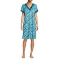 thumbnail image 3 of Secret Treasures Women's and Women's Plus Size Knit V-Neck Nightgown with Short Sleeves, 3 of 5