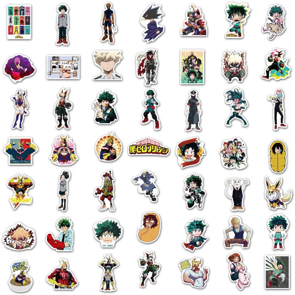 stickers for my hero academia stickers style 100 pcs vinyl anime stickers for hydro flask laptop water bottle waterproof sun protection no residue removal suitable as a beautiful gift walmart com