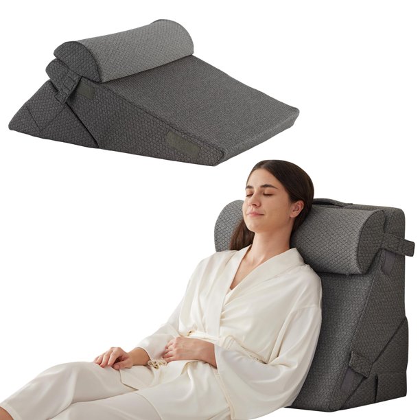 Juego de almohadas ortopédicas en forma de cuña Bedluxe Foam, gris oscuro
