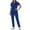 Blue, variant on Scrubs Set for Women Stretch V-Neck Scrub Top Skinny Cargo Scrub Pants with Pockets