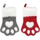 thumbnail image 1 of Calcetines navideños con patas de gato para perros, calcetines colgantes de felpa para decoraciones (18 pulgadas, 2 paquetes/gris+rojo) JAMW Sencillez, 1 of 5