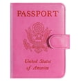 thumbnail image 1 of Funda para pasaporte, cartera, bloqueo RFID, piel rosa, 1 of 9