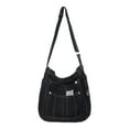 thumbnail image 1 of Bolso de hombro de mezclilla, bolso cruzado, elegante bolso tipo cartera con cremallera, bolso de mano, bolso de hombro Negro, 1 of 9
