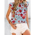 thumbnail image 7 of PRETTYGARDEN Women's Ruffle Short Sleeve Summer Tops Trendy Floral Trim Neck Casual Dressy Chiffon Boho Blouses Shirts, 7 of 7