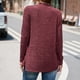 thumbnail image 4 of Blusa de punto de manga larga con rayas rojas, cuello redondo, dobladillo asimétrico y corte holgado informal, 4 of 6