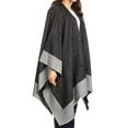 thumbnail image 5 of ASTARIN Winter Women's Cotton Shawl Wrap Poncho Ruana Cape, Cardigan Sweater Open-Front for Spring Fall Winter,Gray&Black, 5 of 8