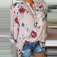 thumbnail image 2 of TIMIFIS Chemise Henley d'Été pour Femme Décontractée à Col en V à Rayures à Imprimé Floral à Manches Longues Haut sur, 2 of 6