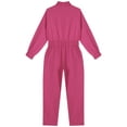 thumbnail image 6 of iiniim Kids Girls Casual Jumpsuit Rompers One Piece Long Sleeve Half Zip Overalls Cargo Pants Hot Pink 14, 6 of 7