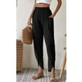 thumbnail image 2 of Gibobby pantalones jogger mujer Elástico sólido mujer bolsillos pantalones largos cintura Casual pantalones sueltos pantalones (Negro, M), 2 of 4