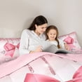 thumbnail image 4 of Manfei Teens Dreamy Ribbon Bow Knot Full Size Comforter Sets 3 Pieces,Bling Glitter Print Bedding Sets for Kids Girls,Pink Reversible,Super Cozy Room Decor, 4 of 6