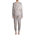 thumbnail image 2 of Secret Treasures Long Sleeve Round Neck Graphic Print Pajamas (Women's or Women's Plus) 2 Piece Set, 2 of 7