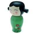 thumbnail image 4 of NOVICA Artisan Handmade Wood Statuette Small Albesia in Green Indonesia Decor Accessories Home Accents [5in H x 3.9in W x 2.4in D] 'Shy Lady in Green', 4 of 7