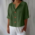 thumbnail image 2 of Mlzmgr Cotton Linen Shirts for Women Lightweight Collared Neck Button down Loose Fitted Shirts Womens Trendy, 2 of 6