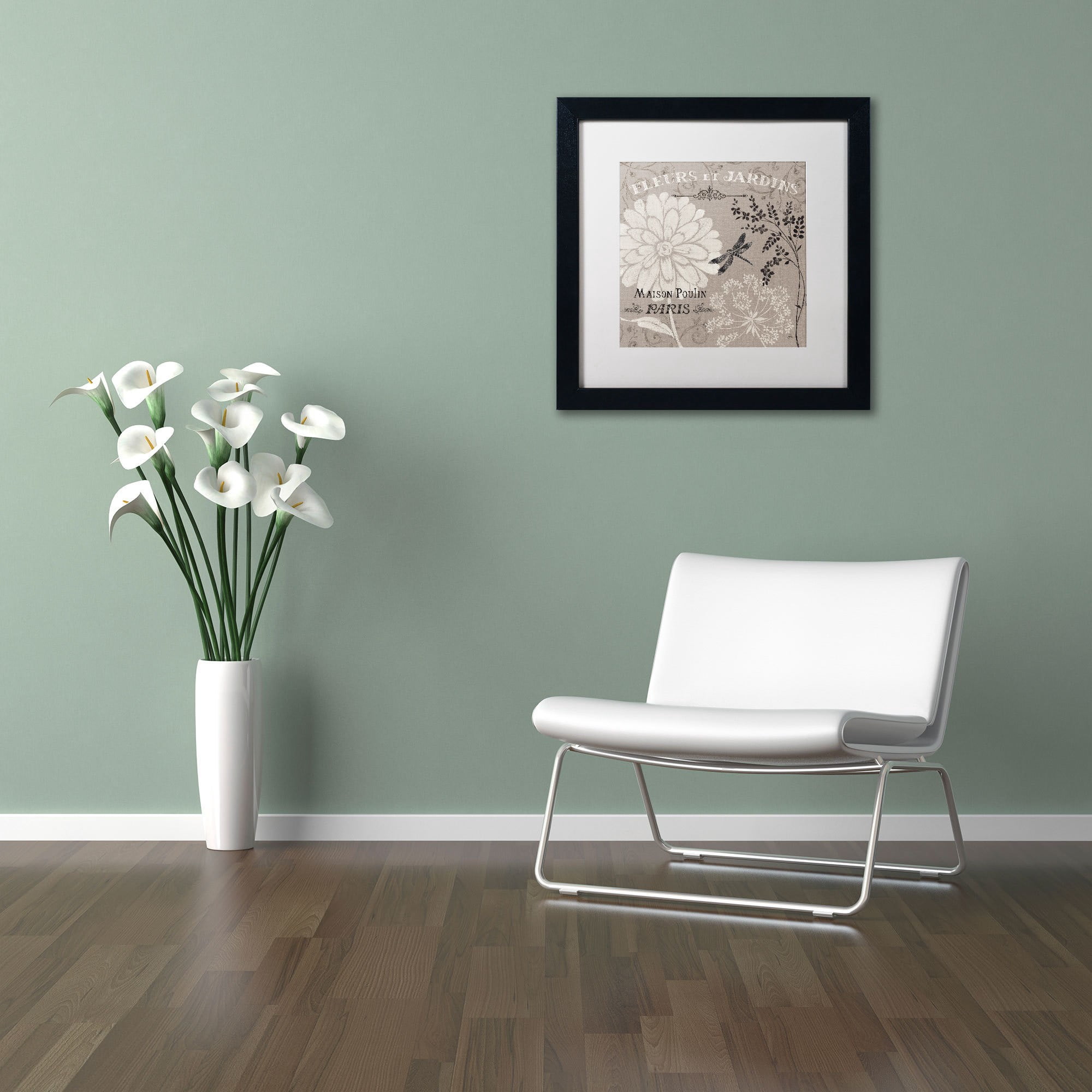 Trademark Fine Art "French Linen Garden II" Canvas Art by Daphne Brissonnet, White Matte, Black Frame