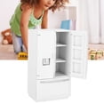 thumbnail image 4 of 1: 12 Mini modelo de refrigerador de simulación de doble cubierta de madera de abedul para puerta, blanco con adornos plateados, 4 of 9