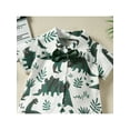thumbnail image 4 of hirigin Baby Boys Lapel Romper, Summer Infant Cartoon Dinosaur Leaves Printing Short Sleeve Single-breasted Jumpsuit, 4 of 8