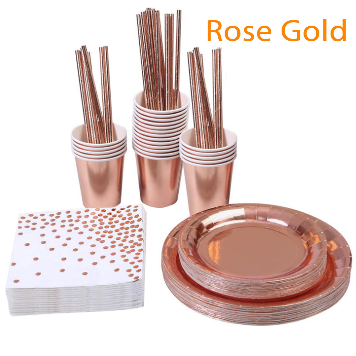 25 Rose Gold Plastic Plates (9"), 25 Plastic Plates (7