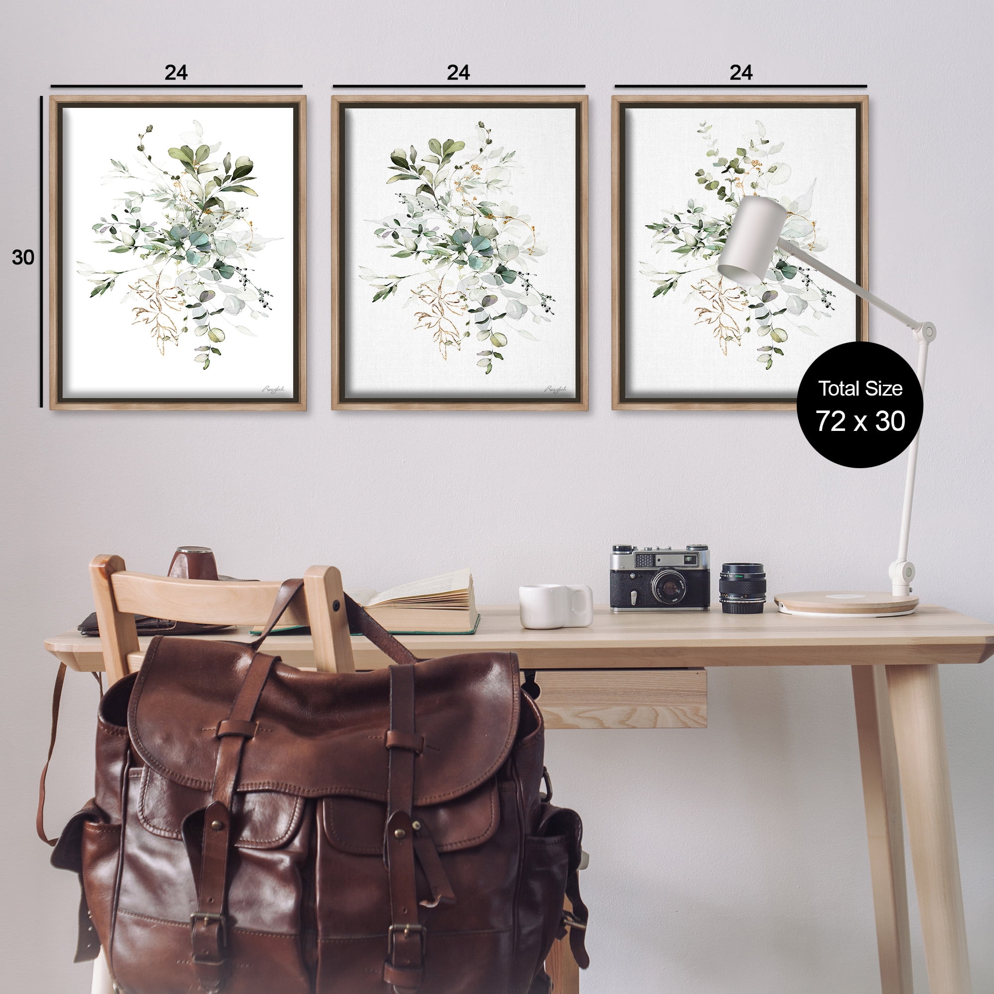 Stupell Industries Herbal Botanicals Pattern Botanical & Floral Painting Brown Floater Framed Canvas Art Print Wall Art, 25 x 31, Set of 3