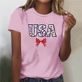 thumbnail image 2 of Levmjia Womens Top T-Shirt Short Sleeve Round Neck Printed Casual Pullover Fashion Comfortable Independence Day Tee Vacation Party Daily Wear, 2 of 5