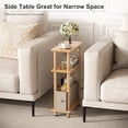 thumbnail image 5 of Small Narrow Side Table, 3-Tier Skinny End Table for Small Spaces, Slim Nightstand with Fabric Basket, Bedside Table for Living Room, Bedroom, Natural, 5 of 8