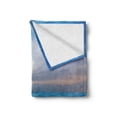 thumbnail image 2 of Nature Soft Flannel Fleece Throw Blanket, Tropic Sea with Rocks and Storm in the Air Tranquil but Dangerous Epic Scenery, Cozy Plush for Indoor and Outdoor Use, 70" x 90", Turquoise, by Ambesonne, 2 of 6