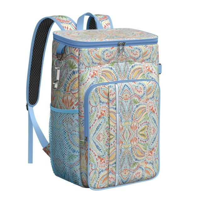 Vintage Fashion Cooler Backpack – Leak-Proof & Waterproof Backpack Cooler Bag with Plaid Print, High-Performance Insulation for Camping & Work Lunch