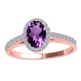 thumbnail image 3 of Mauli Jewels Rings for Women 1.75 Carat Diamond And Oval Shaped Amethyst Ring Shared-Prong-Setting 10K Rose Gold, 3 of 6