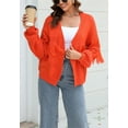 thumbnail image 5 of Fringe Tassel Open Front Sweater Cardi Long Sleeve Drop Shoulder Orange X-Large, 5 of 5