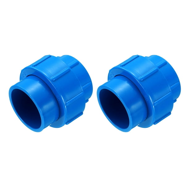 Uxcell 2Pcs 1.5" Unión Acoplamiento Accesorio de Tubo (Enchufe x Enchufe) Adaptador de Unión Deslizante Schedule 40, O-Ring de EPDM, Azul