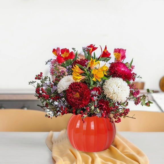 YIMWNYI Pumpkin Shape Plastic Flower Vase, Home Decor, Halloween Decoration, Perfect for Living Room and Office, Gift Ideas for Weddings and Housewarmings