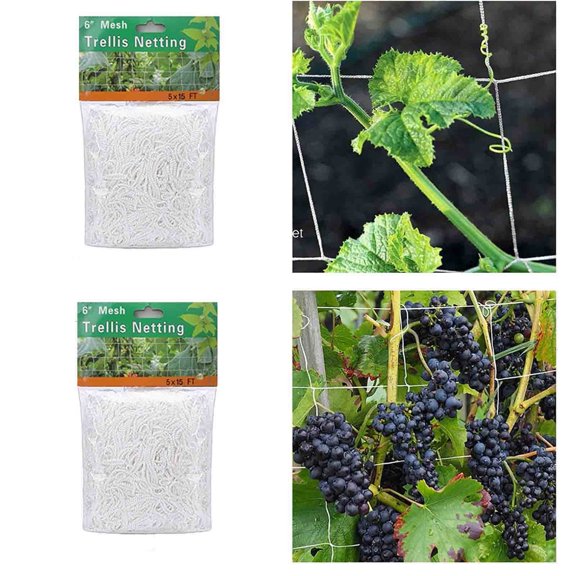 2Pack Trellis Netting 5x15ft Garden Netting All Weather Garden Trellis for Flowers, Green Pea, Cucumber, Tomatoes,