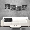 thumbnail image 5 of Black and White Wall Art Canvas New York City Night Scenes Modern Cityscape Building Artwork Picture Painting for Bedroom Home Office Living Room Decor 12”x12“x4 Panels, 5 of 6