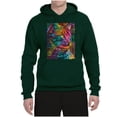 thumbnail image 3 of Colorful Cat Portrait | Cat Lover Owner | Dean Russo Art Animal Lover Unisex Hoodie Sweatshirt, Forest Green, M, 3 of 5