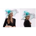 thumbnail image 2 of Yoyauz Women Sun Hat with Mesh Flower Decoration Wide Brim Hat Occasion Event Organza Fancy Church Dress Hat, 2 of 5