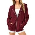 thumbnail image 4 of Sopiago Zip Up Hoodie Women Long Sleeve Sweatshirts Fall Outfits 2024 Oversized Hoodies Casual Fashion Jackets Wine,2XL, 4 of 7