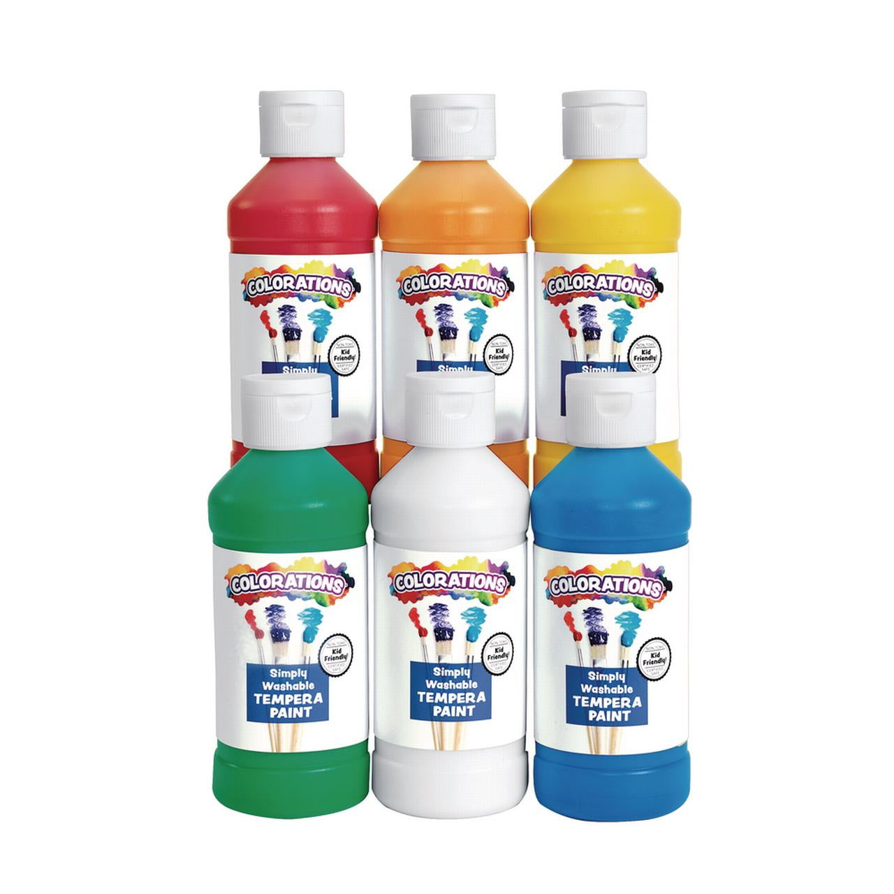 Colorations Simply Washable Tempera Paints, 8 fluid ounces oz, Set of 6