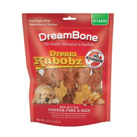 (Best by:09/01/2025) DreamBone Dream Kabobz Chews with Chicken  Pork and Duck  Rawhide-Free Chews for Dogs  28 Count (3Pack)