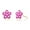 Purple, variant on 925 Sterling Silver White Flower Enamel CZ Stud Earrings with Secure Push Backs for Women & Unisex