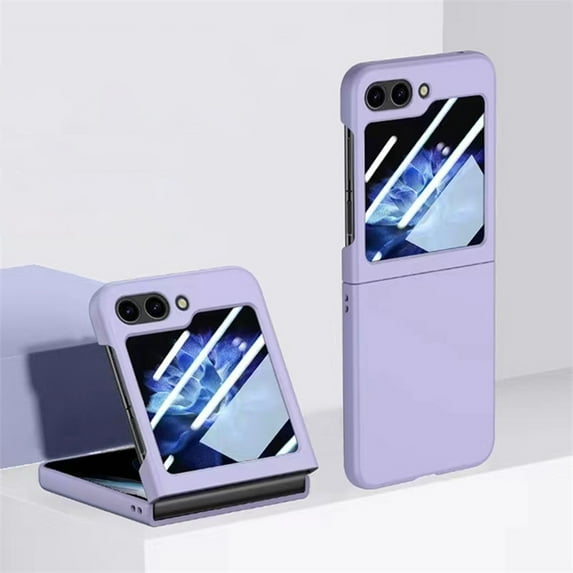 Frusde Compatible with Samsung Galaxy Z Flip 5 Case with Screen Protector Shockproof Anti-Resistant Cover-Purple