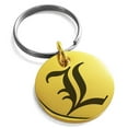 thumbnail image 1 of Stainless Steel Letter L Initial Old English Monogram Engraved Small Medallion Circle Charm Keychain Keyring, 1 of 1