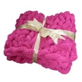 thumbnail image 1 of kurtrusly Couverture en Tricot de Polyester Tricoté à la Main, Variété de Couleurs, Confort et Style, Cadeaux Réfléchis, Rouge Rose, 1 of 6