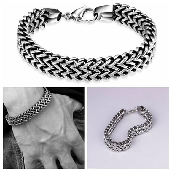 Visland Men Stainless Steel Bracelet Bangle Simple Design Vintage Snake Chain Jewelry