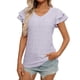 thumbnail image 1 of Camiseta de Manga Corta de Verano para las Mujeres de Moda de Color Sólido con Cuello en V, Top Casual de Poliéster, Lavado de Manos, 1 of 8