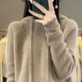 thumbnail image 2 of Suéter de cachemira, suéter de punto con capucha para mujer, suéter de moda coreana, sudadera con capucha holgada que combina con todo, 2 of 5